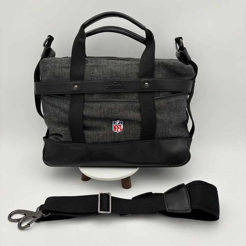 Luca‎ Chaira Vegan Leather Black Houndstooth NFL Duffel Bag Weekender Rare